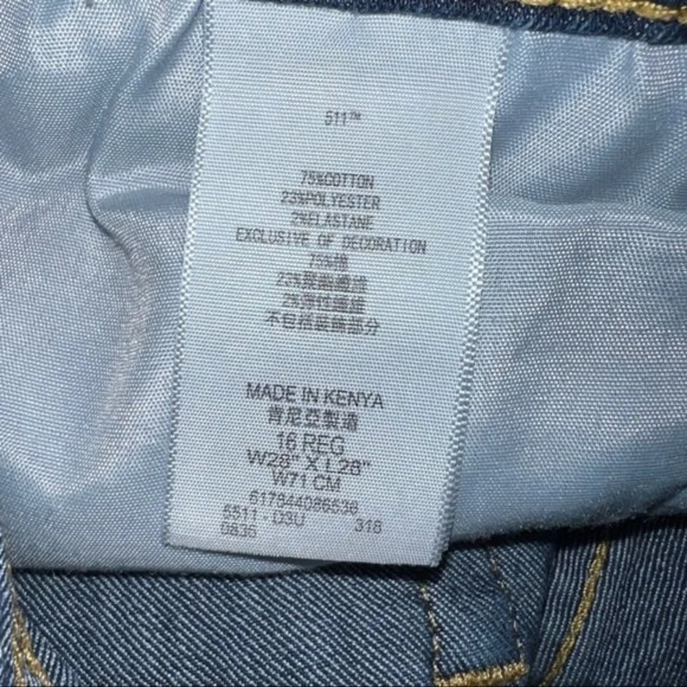 Levis Strauss 511 Slim‎ Jeans 16 Regular 28x28 Denim Blue